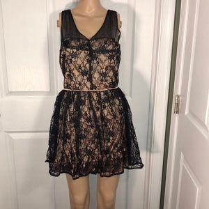 Apollo Black/Brown Lace Dress. NWT. M